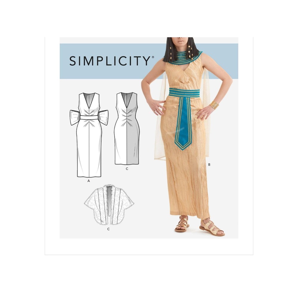 Simplicity Sewing Pattern S9167 Costume Womens Size 6-14 Egyptian Dress Stole